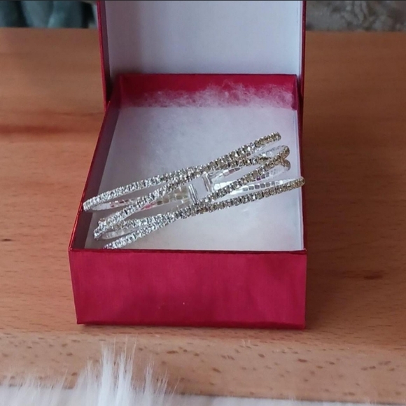 Silver Rhinestone Cuff Bracelet - Picture 9 of 10